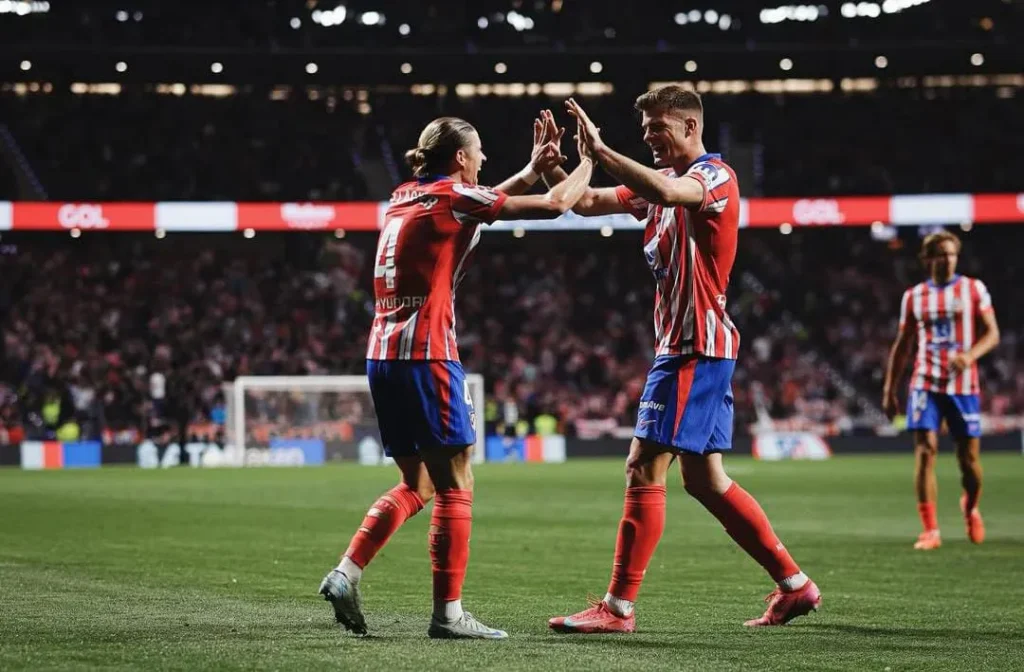 Conor Gallagher (left) celebrating Atletico Madrid's goal