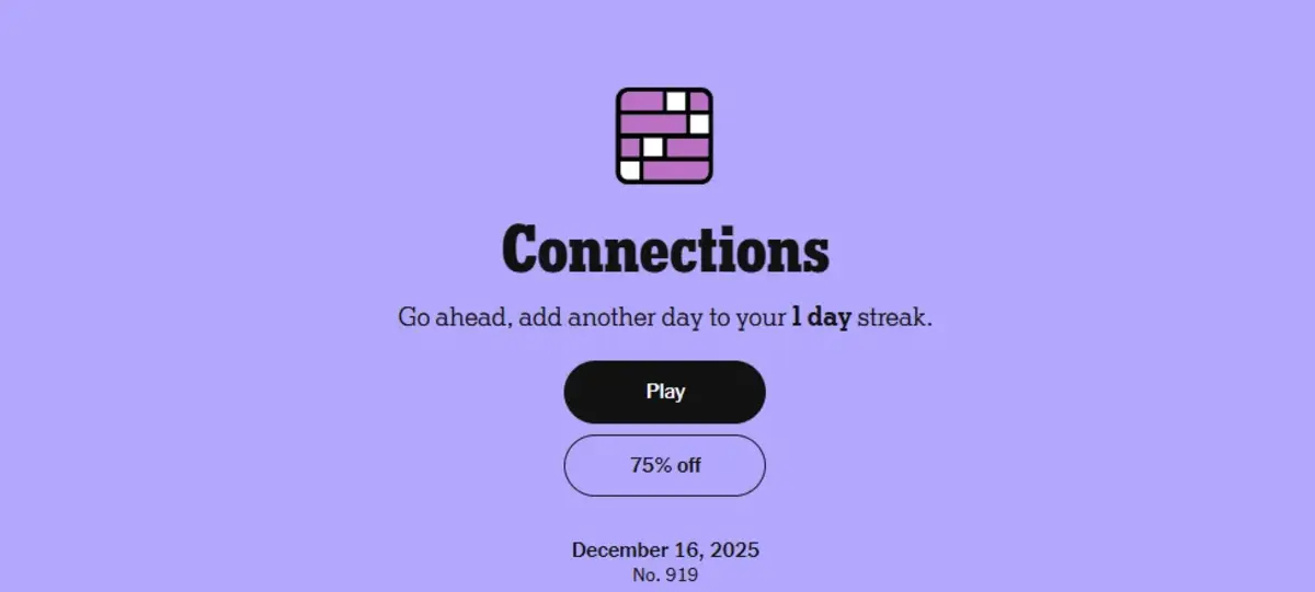 NYT Connection Hints Today Difficulty Level #919 Dec. 16: Challenging But Still Player-Friendly