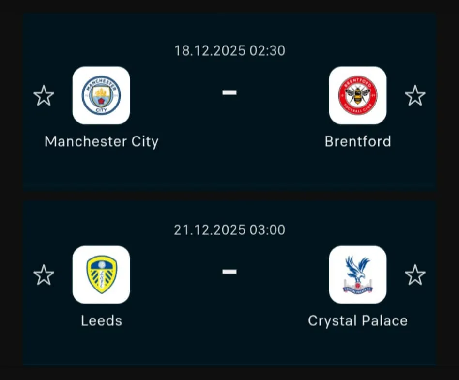 Manchester City and Crystal Palace next Premier League fixture