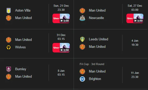 Manchester United's matches affected by AFCON