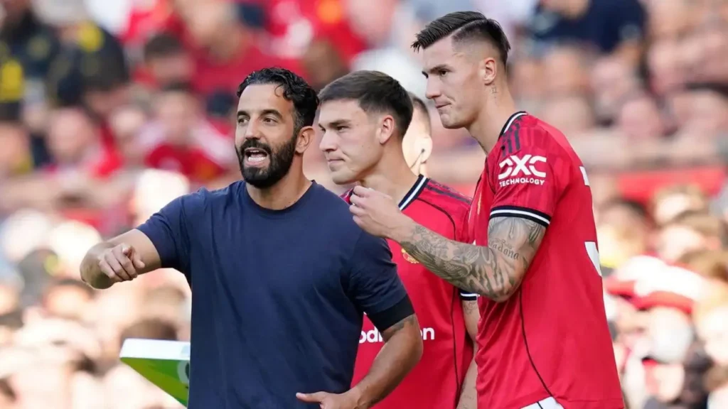 Ruben Amorim making Substitution for Manchester United