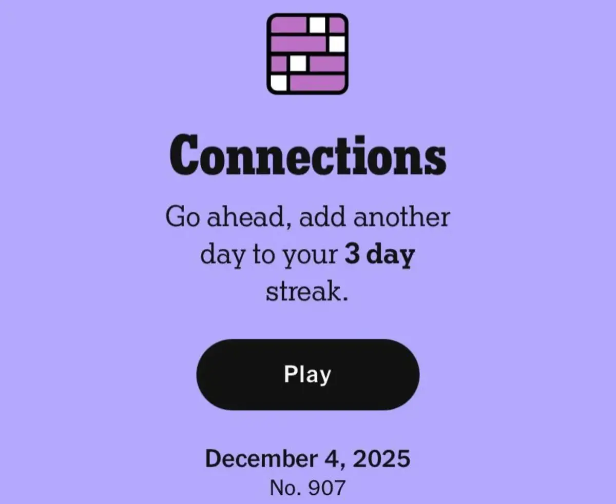 Connection Hints Today #907: Four New Categories Challenge Players on December 4, 2025