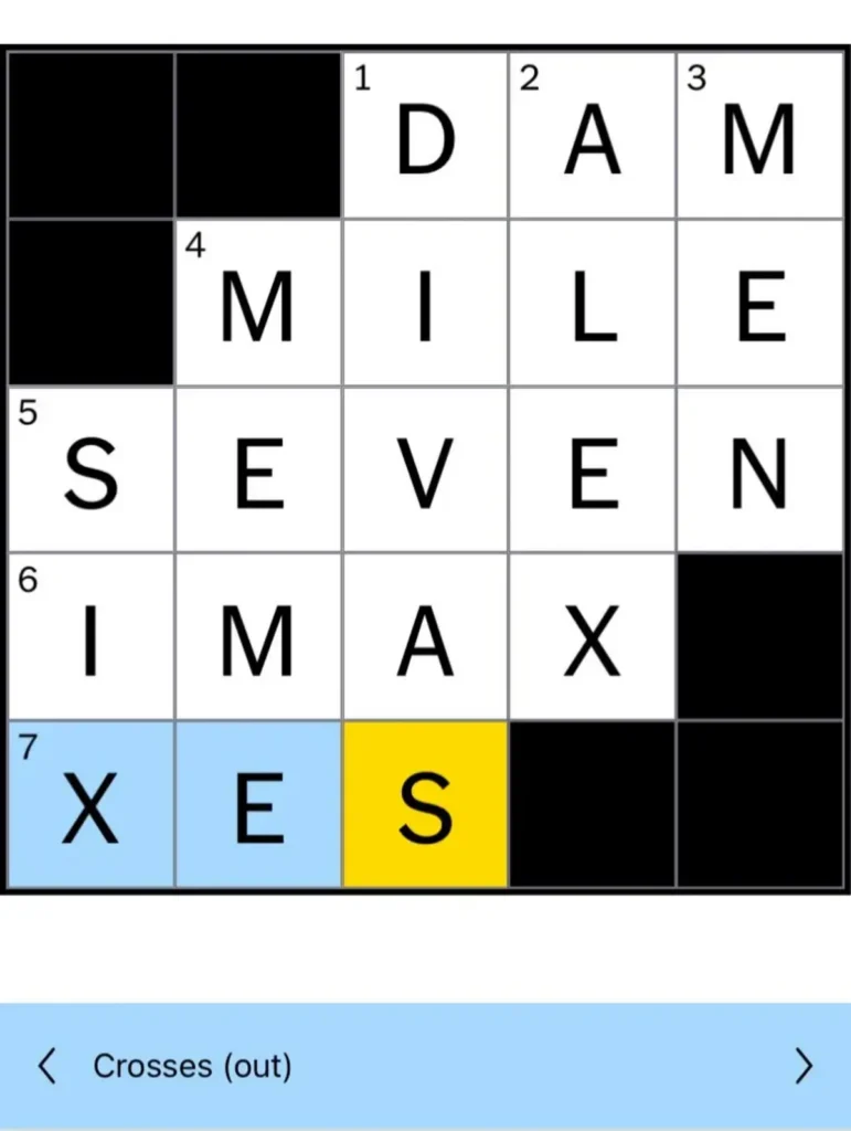 mini crossword answer
